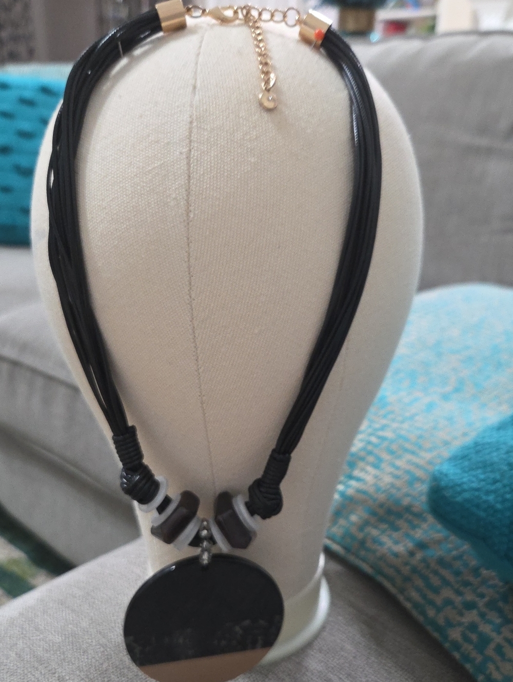 Black & Tan Necklace-Style, with Pendant Accent
